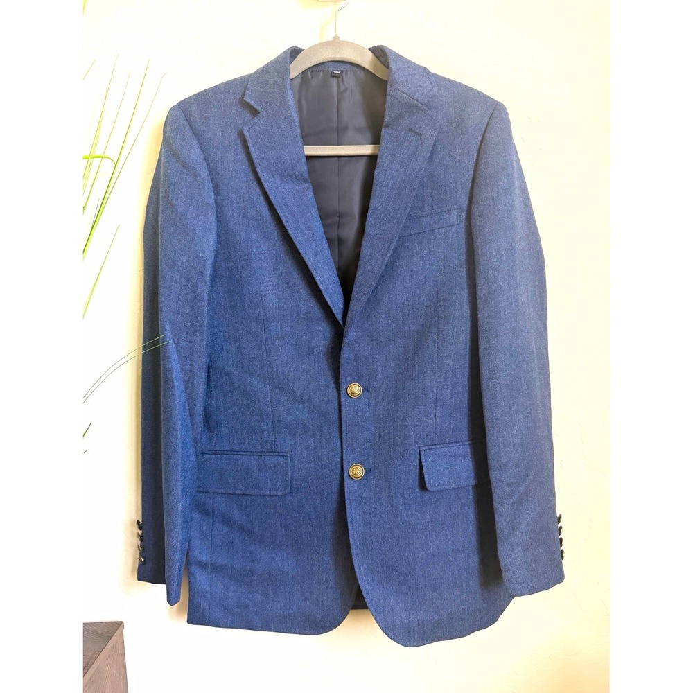 J.CREW Thompson University Blazer Blue 34R Two-Button Single Vent Twill AZ239